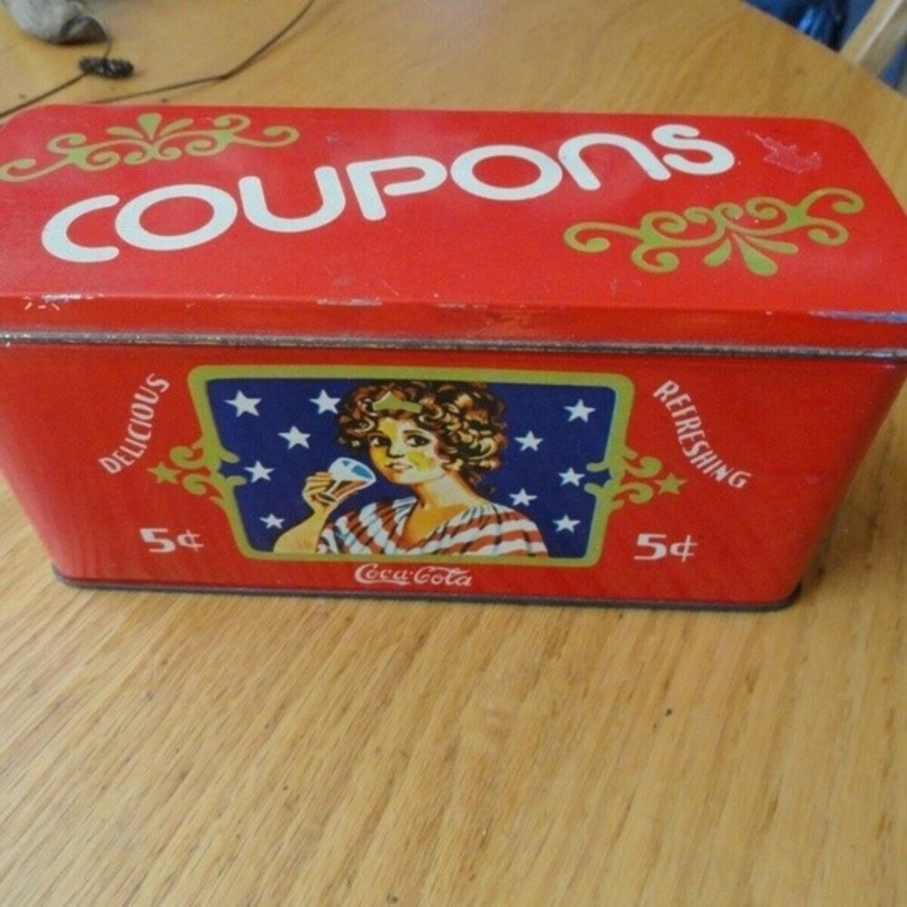 Vintage Coca Cola Graphics Tin Coupon Box